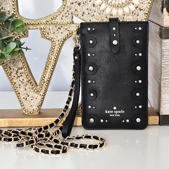 kate spade Black Studded Wristlet 3.25 x 6.25 inches - Picture 1 of 13